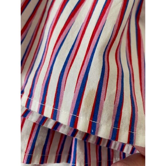 SALONI Ashley Mini Dress Optic Stripe Blue Pink Red Tiered Oversize Cotton Beach - Picture 14 of 16